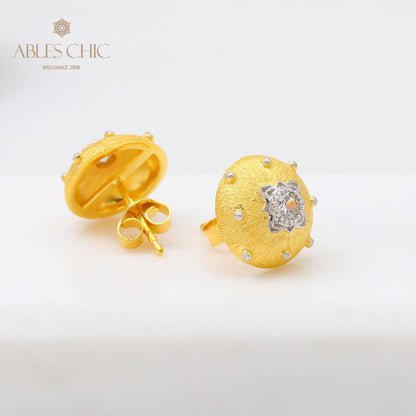 Boucles d'oreilles pierres précieuses florales en soie 5083