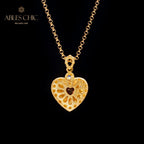 Collier à breloques en forme de cœur à motif en tissu 5849