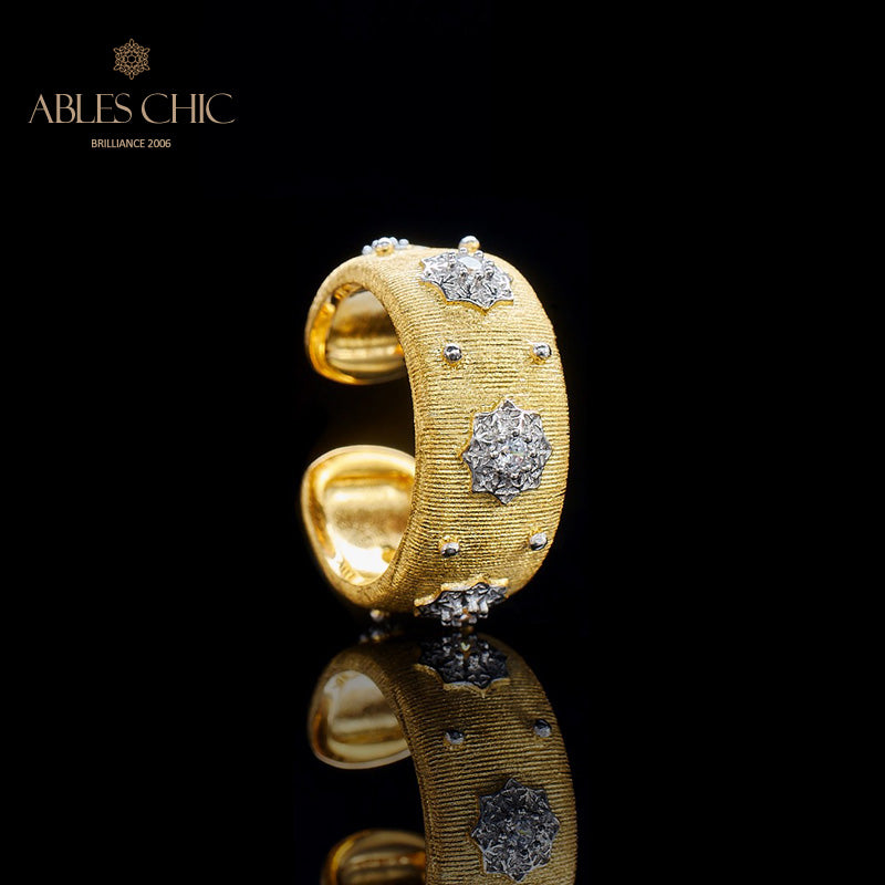 Bague Ouverte Soyeuse Fleurs Étoilées 6374