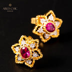 Boucles d'oreilles avec pierres précieuses et fleurs étoilées 5100