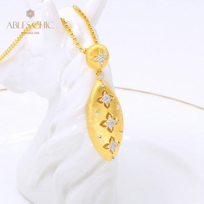 Collier ovale floral trèfle 5496