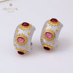 Boucles d'oreilles soyeuses grenat soleil 5152