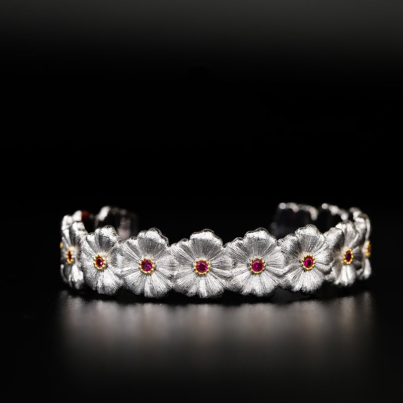 Bracelet floral rubis marguerite 6137