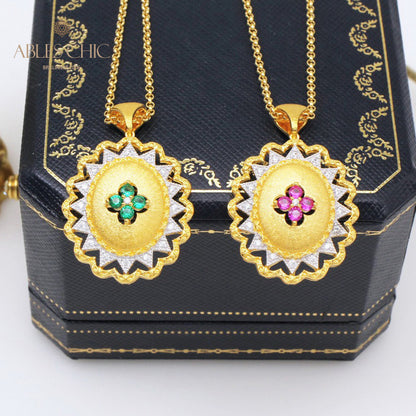 Pendentif Gemme Fleur Soyeuse 5419