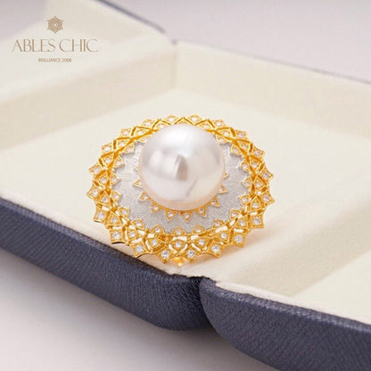 Bague ajourée en perles de coquillage 5732