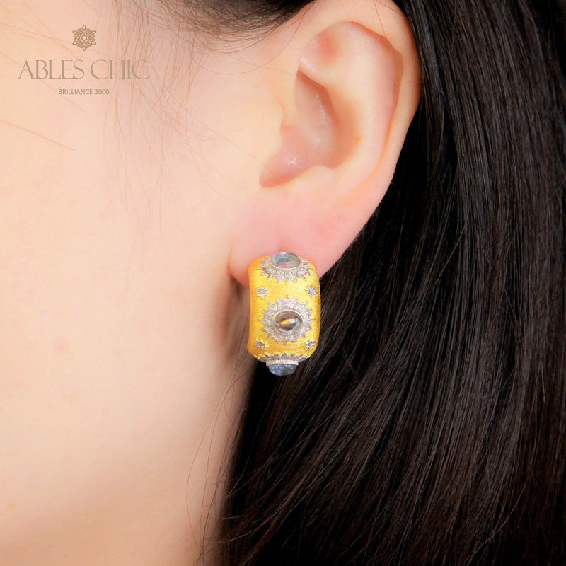Boucles d'oreilles soyeuses grenat soleil 5152