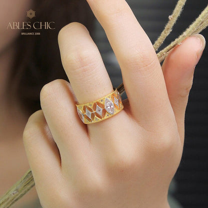 Bague Bande Ajourée Étoilée 5093