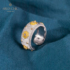 Bague Ouverte Soyeuse Fleurs Étoilées 6374