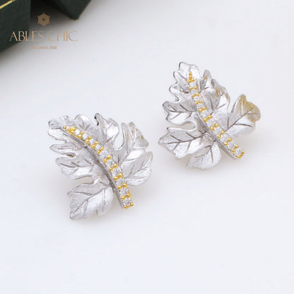 Boucles d'oreilles brossées feuille d'érable 5141