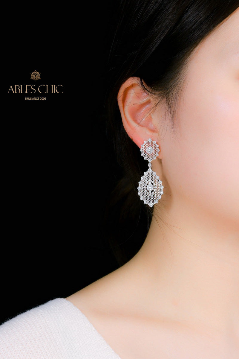 Boucles d'Oreilles Aérées Dentelle Nid d'Abeille 5115