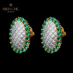 Boucles d'oreilles halo ovale soyeux 5832