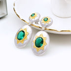 Boucles d'oreilles pendantes ovales étoilées et soyeuses 5468
