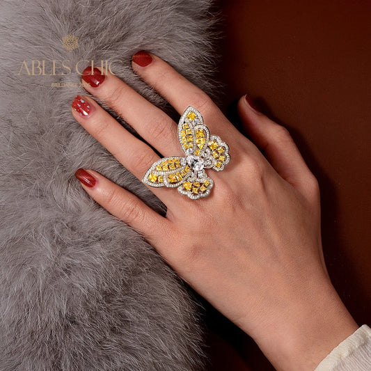 Bague de déclaration papillon citrine R1115
