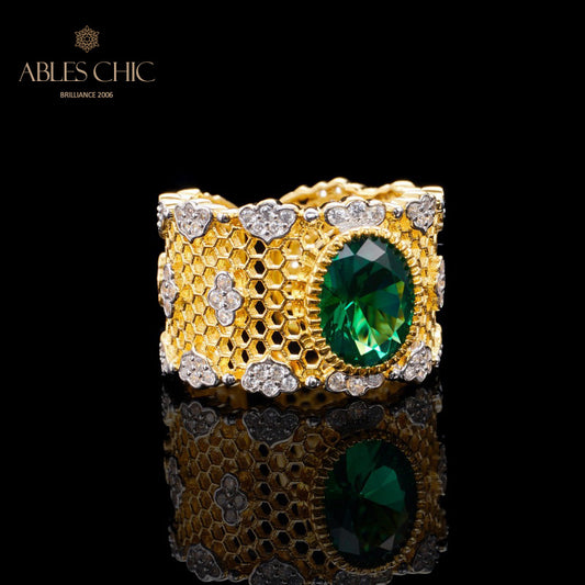 Bague florale en nid d'abeille en dentelle 6069