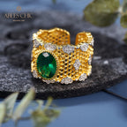 Bague florale en nid d'abeille en dentelle 6069