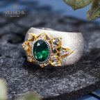 Bague soyeuse fleur d'émeraude 6067