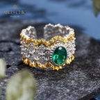 Bague florale en dentelle émeraude 6071