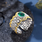 Bague florale en dentelle émeraude 6071