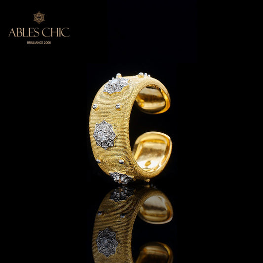 Bague Ouverte Soyeuse Fleurs Étoilées 6374