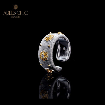 Bague Ouverte Soyeuse Fleurs Étoilées 6374