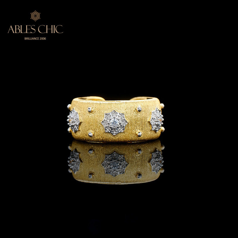 Bague Ouverte Soyeuse Fleurs Étoilées 6374