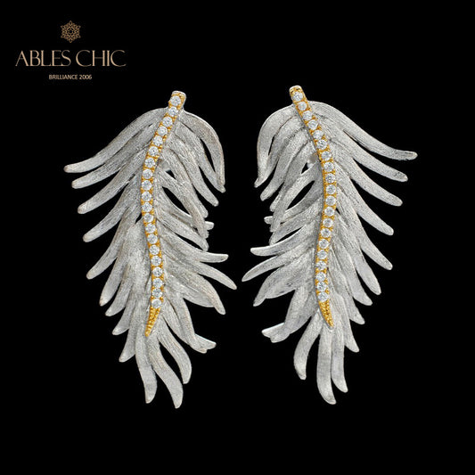 Boucles d'oreilles feuille de cyprès soyeuse 5960