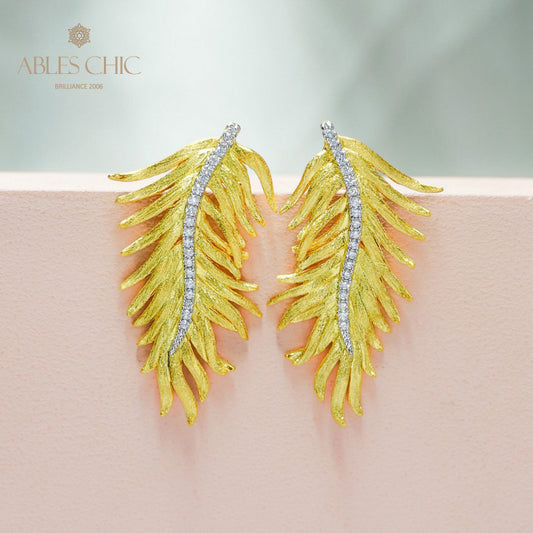 Boucles d'oreilles feuille de cyprès soyeuse 5960
