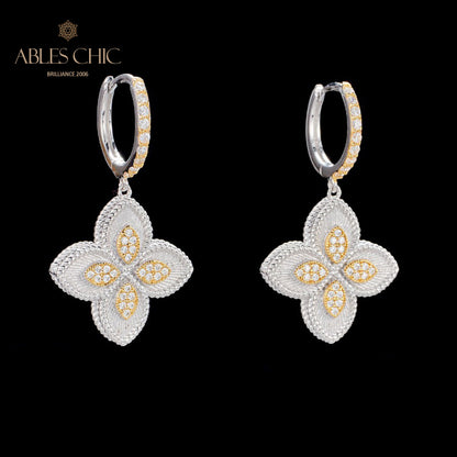 Boucles d'oreilles trèfle à motif en tissu 6125