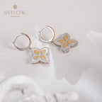 Boucles d'oreilles trèfle à motif en tissu 6125