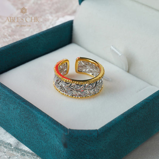 Bague ouverte florale bouton de rose 5992