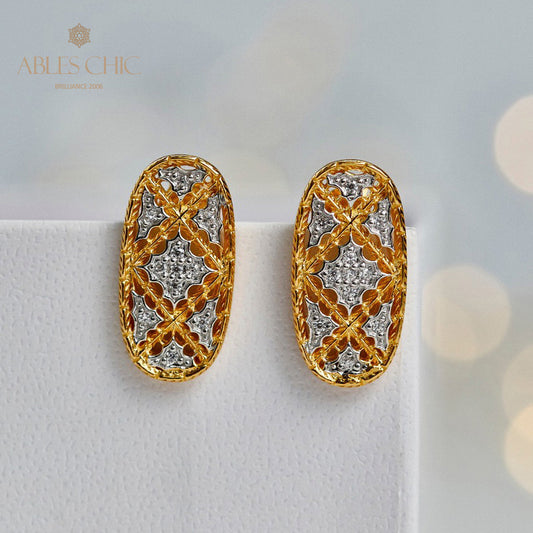Boucles d'oreilles ovales longues en dentelle 6016