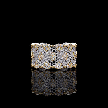 Anneau ouvert floral en nid d'abeille en dentelle 6029