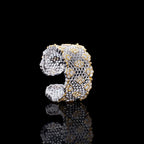 Anneau ouvert floral en nid d'abeille en dentelle 6029