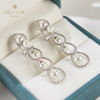Boucles d'oreilles lustre en perles et chaîne en corde, 6136