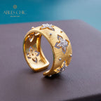 Bague florale trèfles soyeux CZ 5719