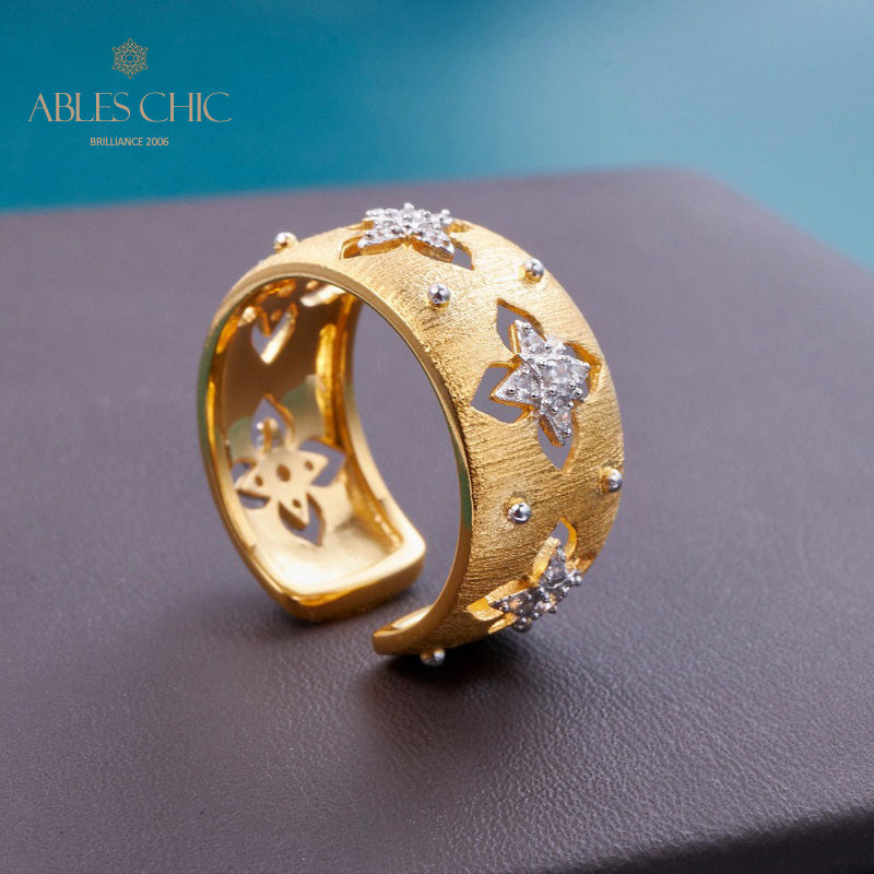 Bague florale trèfles soyeux CZ 5719