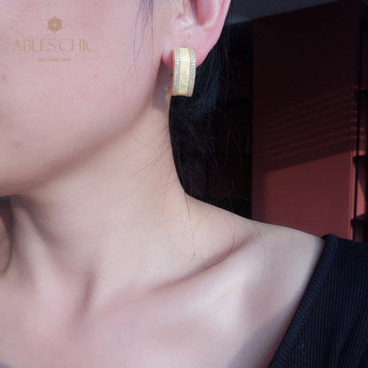 Boucles d'oreilles géométrie motif soie 6139