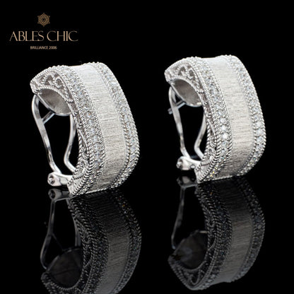 Boucles d'oreilles géométrie motif soie 6139