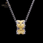 Collier nid d'abeille feuille filigrane 5807