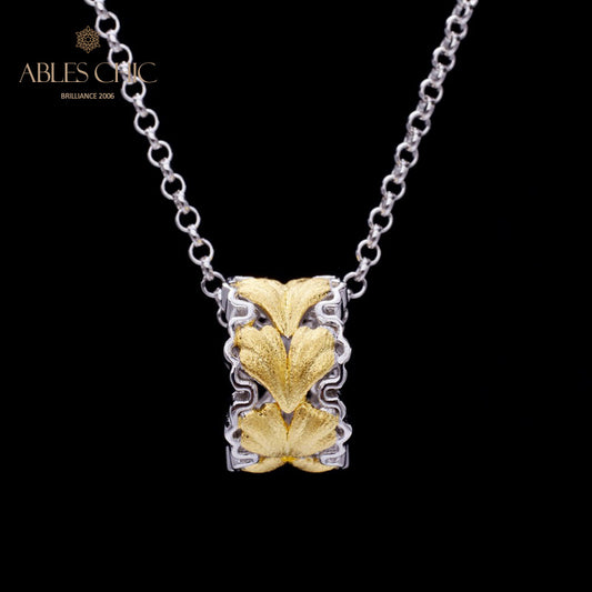 Collier nid d'abeille feuille filigrane 5807