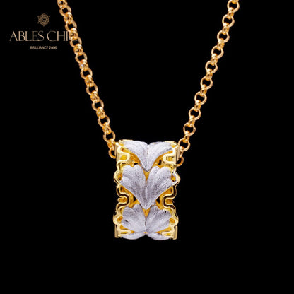 Collier nid d'abeille feuille filigrane 5807