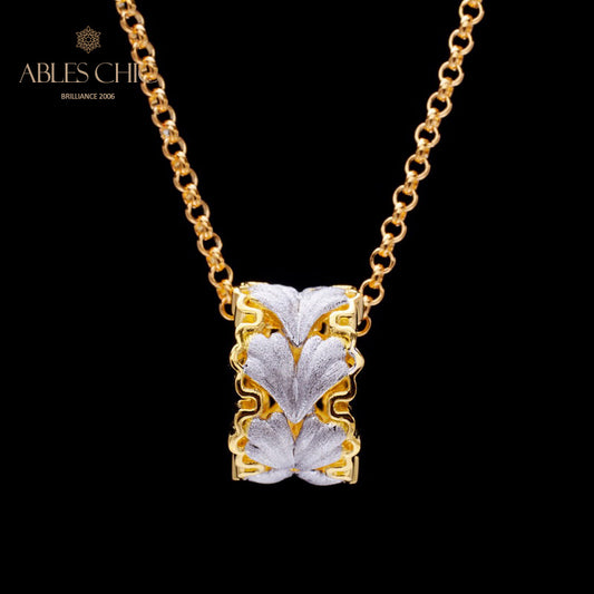 Collier nid d'abeille feuille filigrane 5807