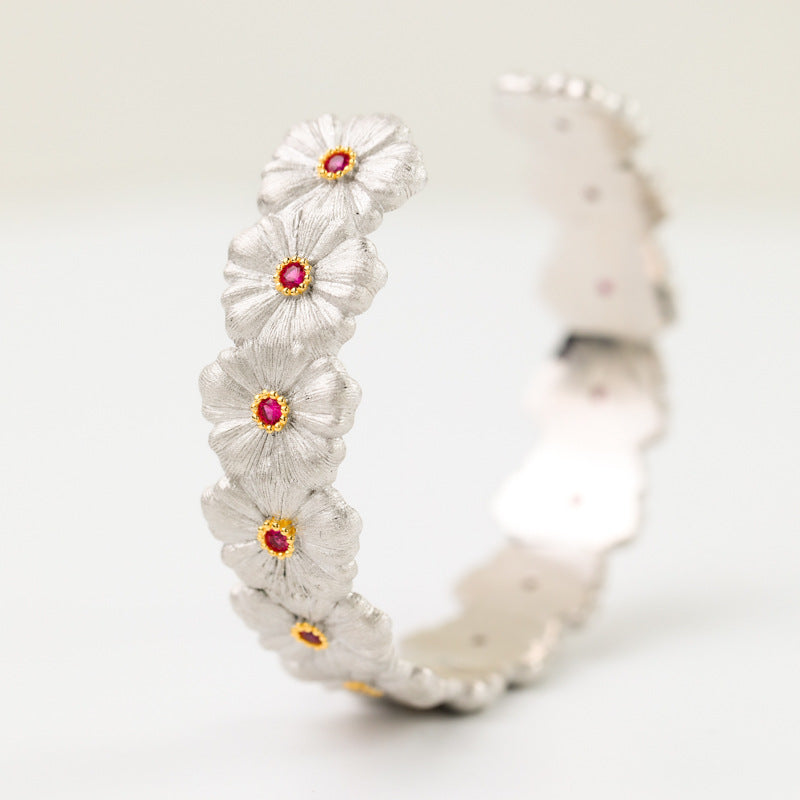 Bracelet floral rubis marguerite 6137