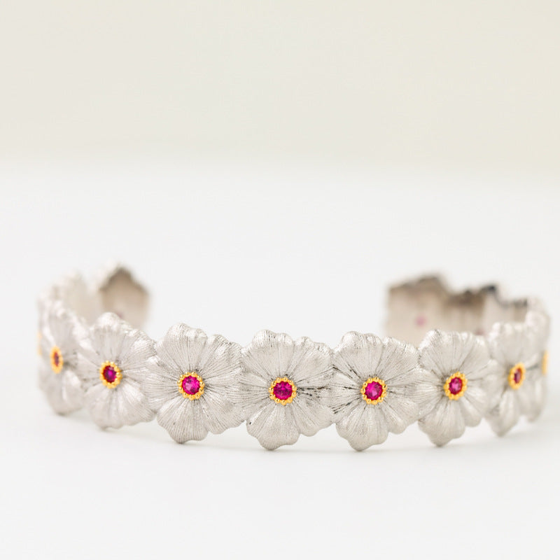 Bracelet floral rubis marguerite 6137