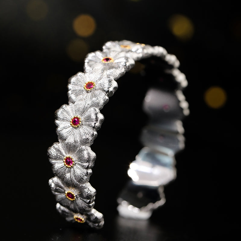 Bracelet floral rubis marguerite 6137