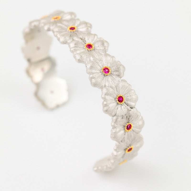 Bracelet floral rubis marguerite 6137