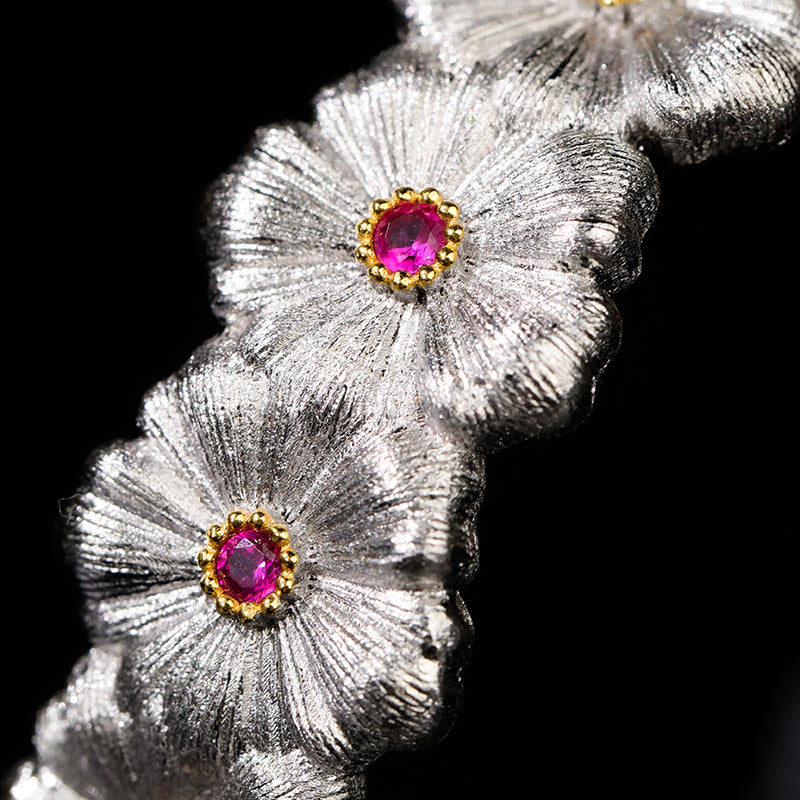 Bracelet floral rubis marguerite 6137