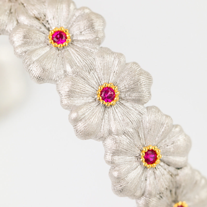 Bracelet floral rubis marguerite 6137