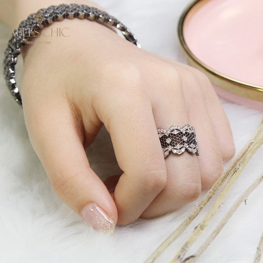 Bague Aérée en Dentelle Pétales de Rose 5068