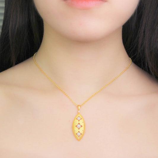 Pendentif fleur de trèfle en tissu 5281